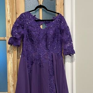 Purple Sequin Embellished Fabric